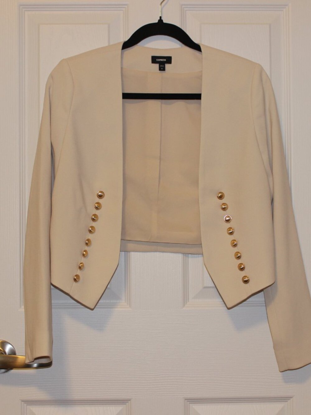 Express Cream Cropped Blazer with Gold Buttons